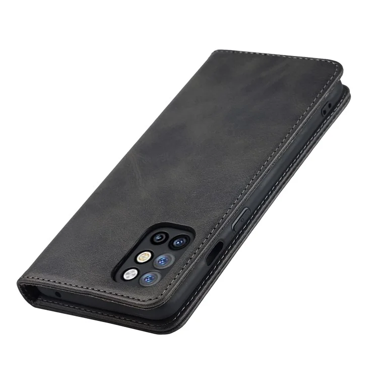 For OnePlus 8T Auto-absorbed TPU+PU Leather Wallet Phone Shell Supporting Stand Phone Case - Black