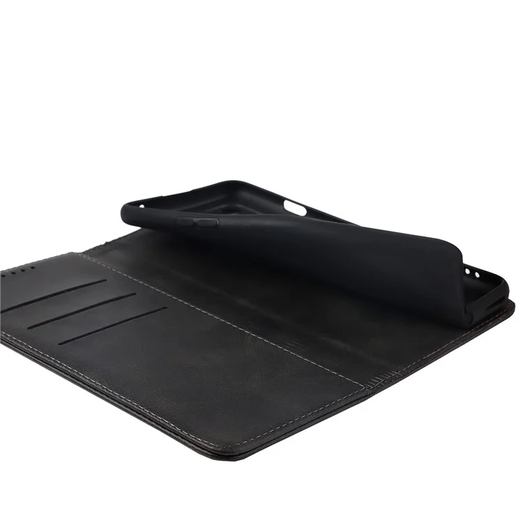 For OnePlus 8T Auto-absorbed TPU+PU Leather Wallet Phone Shell Supporting Stand Phone Case - Black