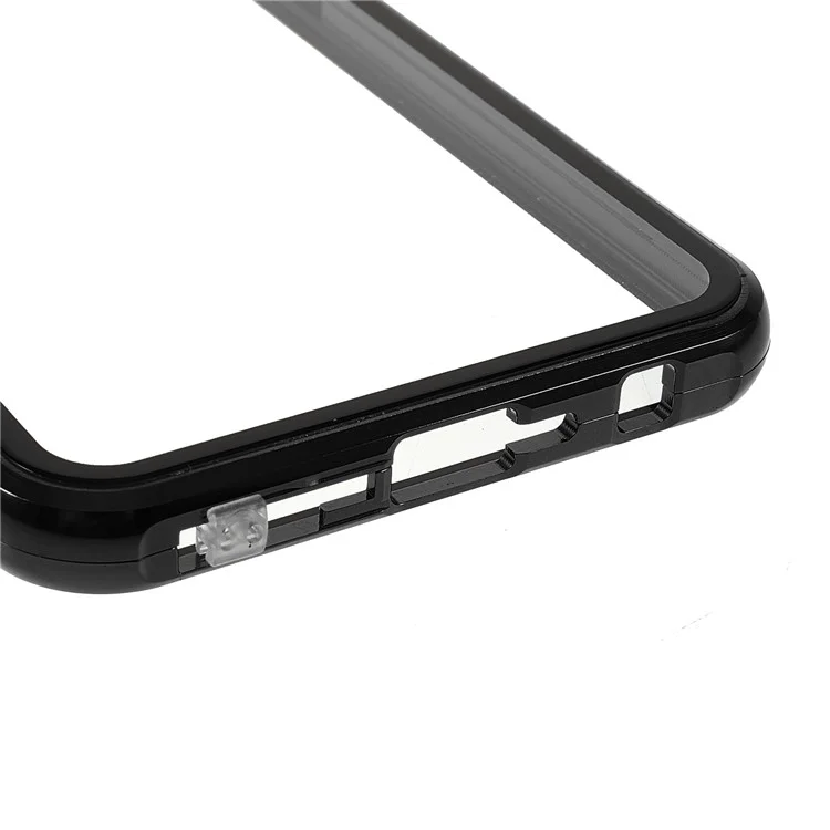 Étui de téléphone en verre trempé double face + Cadre en métal avec serrure Couvercle ultra clair pour OnePlus Nord CE 5G - Noir