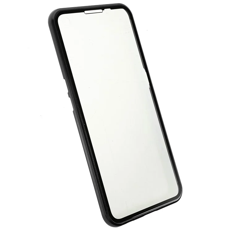 Étui de téléphone en verre trempé double face + Cadre en métal avec serrure Couvercle ultra clair pour OnePlus Nord CE 5G - Noir