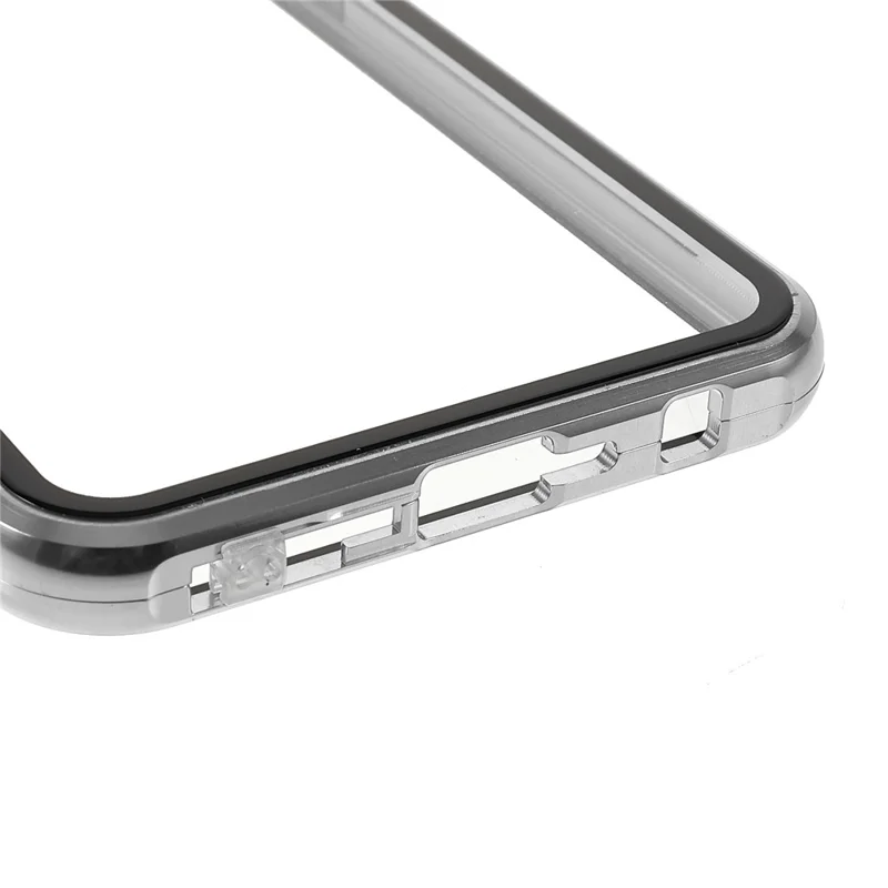 Double Side Tempered Glass Phone Case + Metal Frame with Lock Ultra Clear Cover for OnePlus Nord CE 5G - Silver