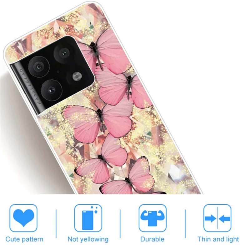 Fashion Pattern Printing Shockproof Soft TPU Back Cover Protective Case for OnePlus 10 Pro - Pink Butterflies