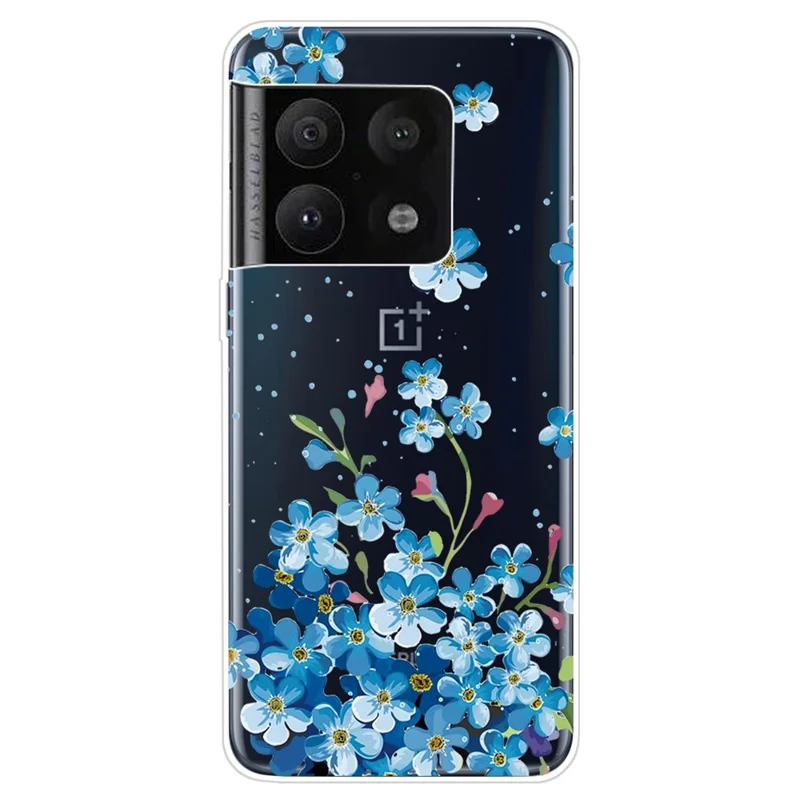 Thin Soft TPU Pattern Printing Shockproof Protective Phone Case for OnePlus 10 Pro - Blue Flowers
