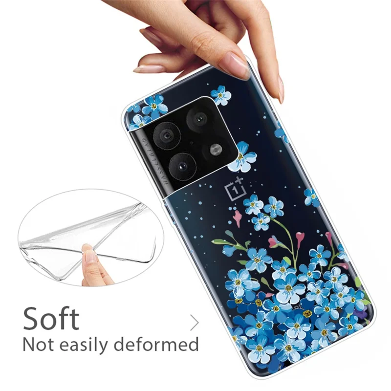 Thin Soft TPU Pattern Printing Shockproof Protective Phone Case for OnePlus 10 Pro - Blue Flowers