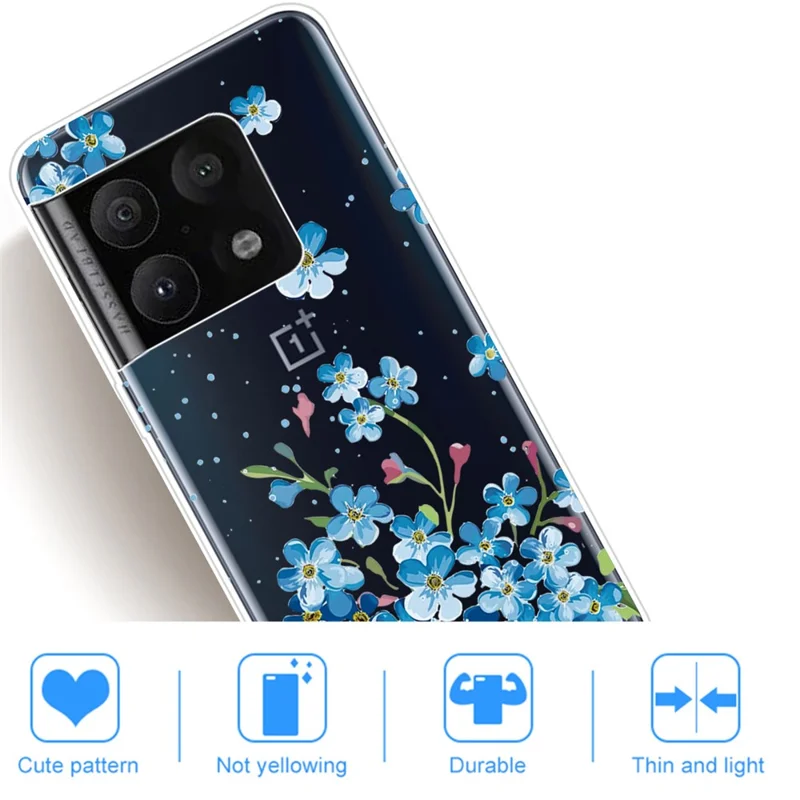 Thin Soft TPU Pattern Printing Shockproof Protective Phone Case for OnePlus 10 Pro - Blue Flowers