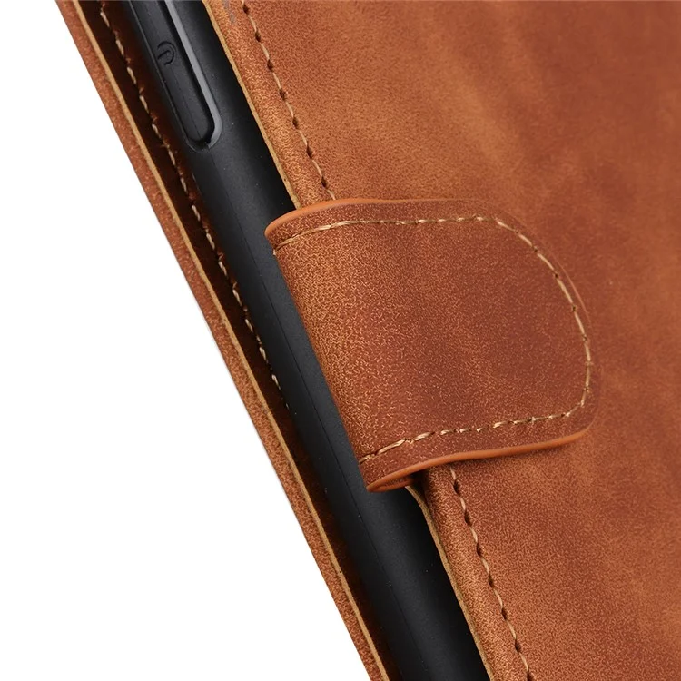KHAZNEH Vintage PU Leather Magnetic Flip Cover Wallet Stand Full Body Protective Phone Case for OnePlus 10 Pro 5G - Brown