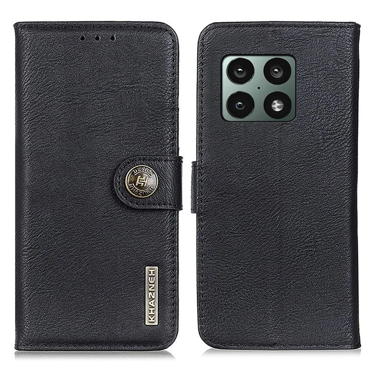 Khazneh Magnetic PU Leder Flip Wallet Hülle Weiche TPU Inner Ständer Telefonabdeckung Für OnePlus 10 Pro 5g - Schwarz