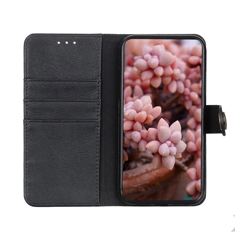 Khazneh Magnetic PU Leder Flip Wallet Hülle Weiche TPU Inner Ständer Telefonabdeckung Für OnePlus 10 Pro 5g - Schwarz