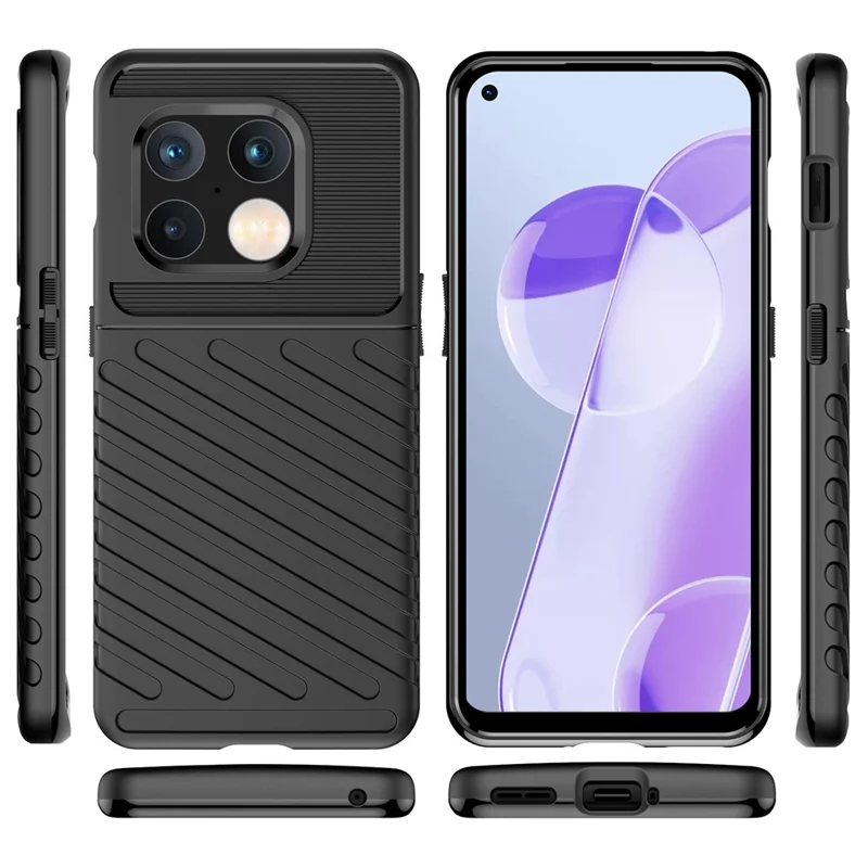 Seria Thunder, pokrywa z elastycznego TPU z tkaniną o fakturze, odporna na zarysowania i odciski palców, dla OnePlus 10 Pro 5G - Czarny