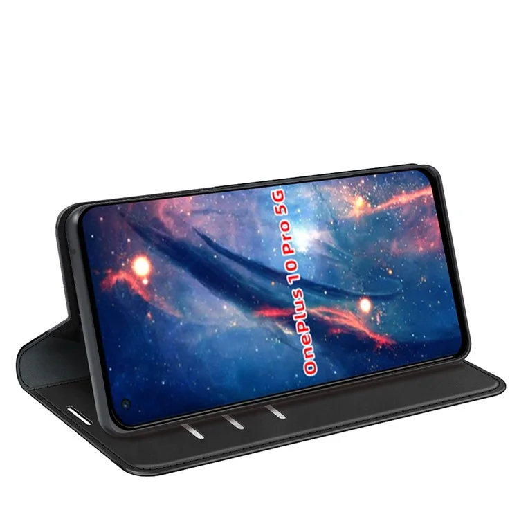 Étui en cuir PU à fermeture magnétique automatique pour OnePlus 10 Pro 5G - Noir