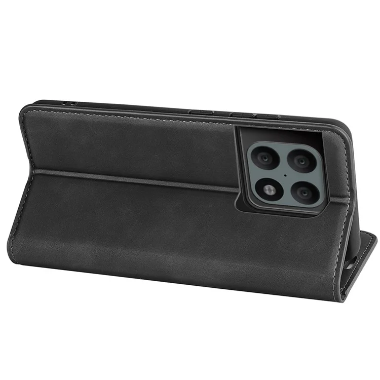Étui en cuir PU à fermeture magnétique automatique pour OnePlus 10 Pro 5G - Noir