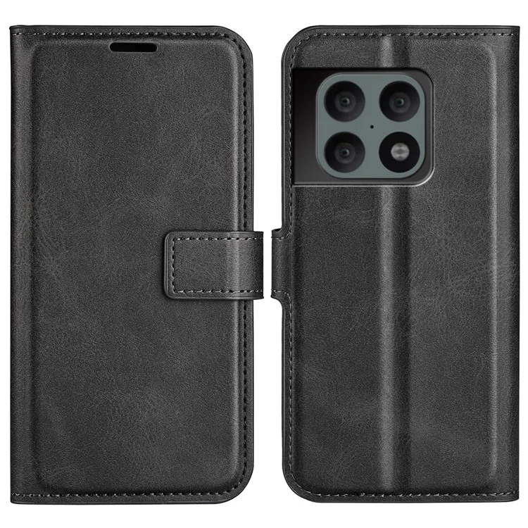 Funda de teléfono con protección corporal completa de piel de PU + cierre magnético de TPU para OnePlus 10 Pro 5G - Negro