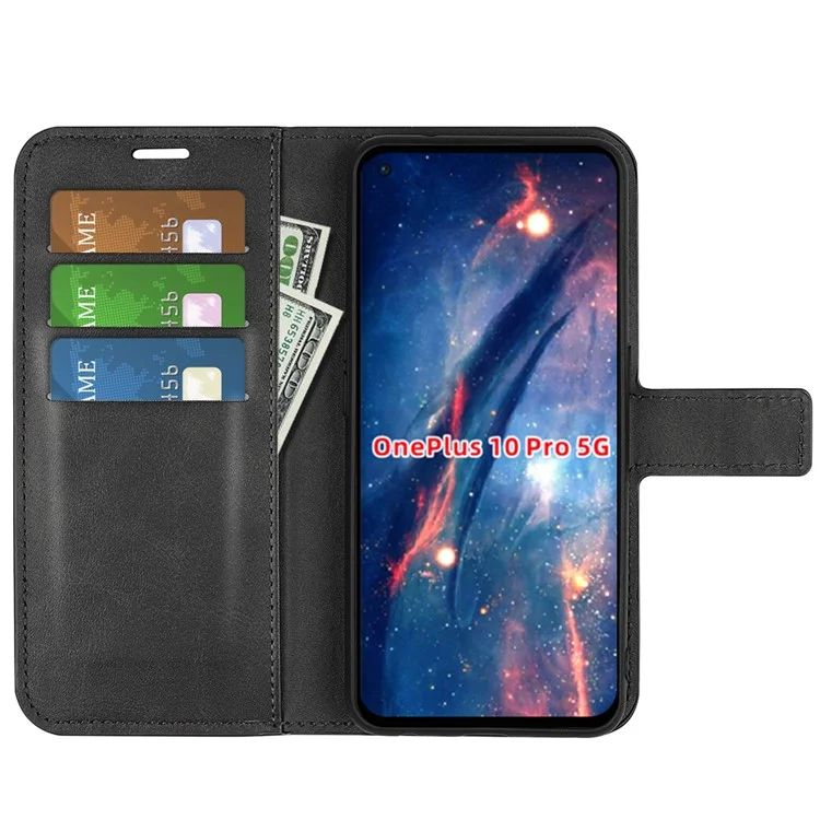 Funda de teléfono con protección corporal completa de piel de PU + cierre magnético de TPU para OnePlus 10 Pro 5G - Negro