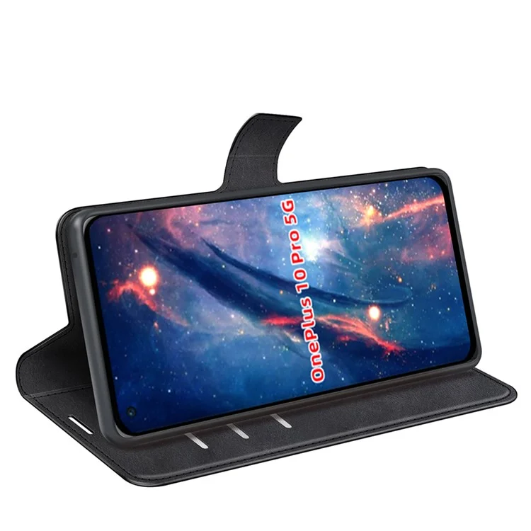 Funda de teléfono con protección corporal completa de piel de PU + cierre magnético de TPU para OnePlus 10 Pro 5G - Negro