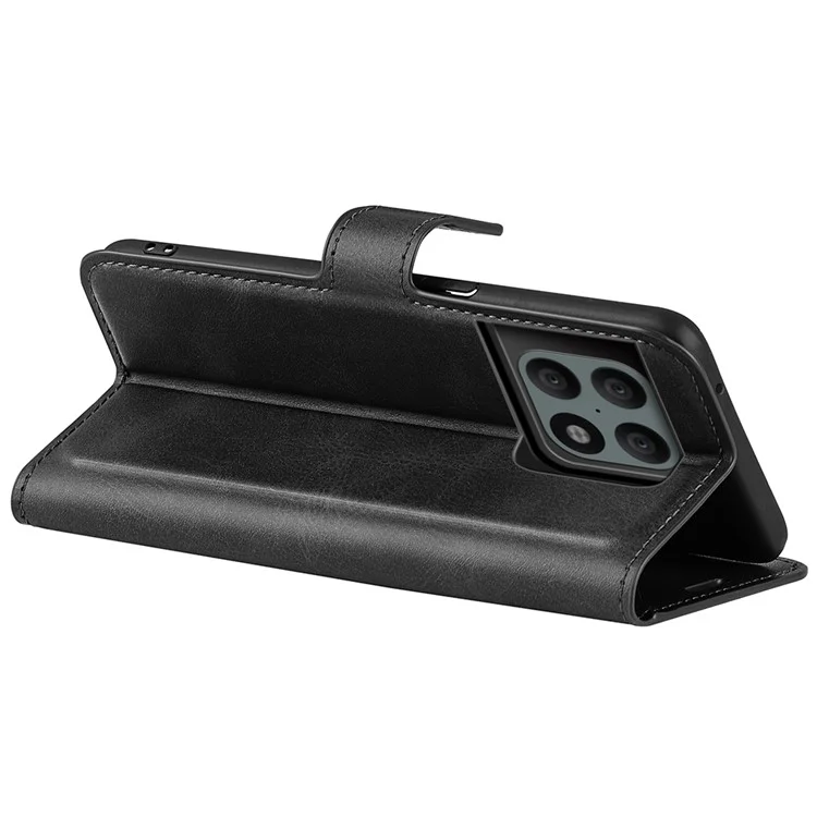 Funda de teléfono con protección corporal completa de piel de PU + cierre magnético de TPU para OnePlus 10 Pro 5G - Negro