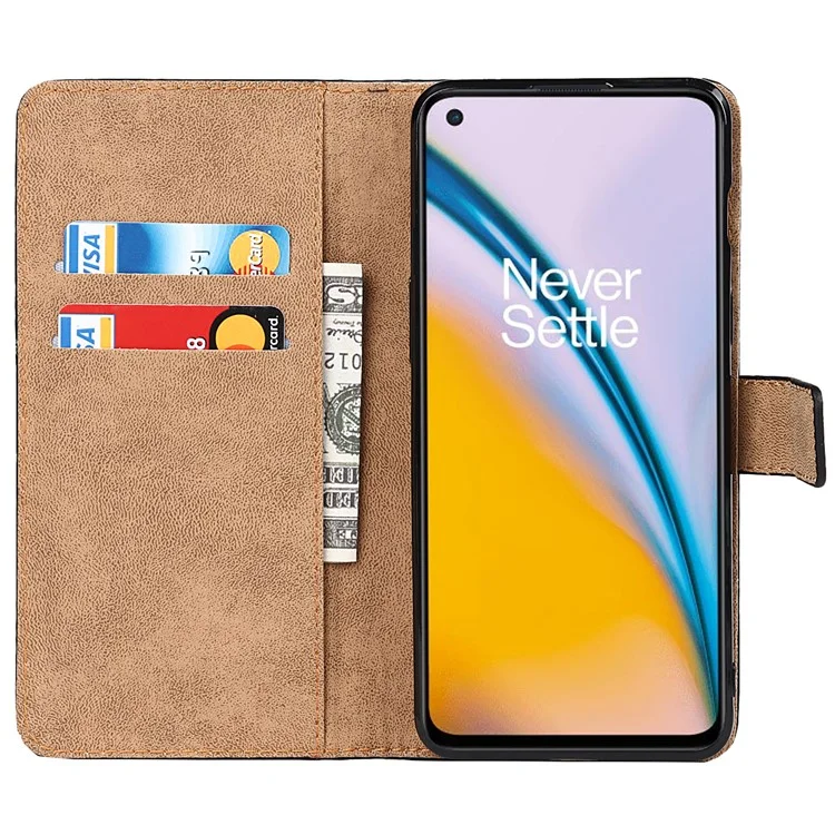 Dual-Sided Magnetic Clasp Split Leather Wallet Stand Function Phone Case Protective Cover for OnePlus Nord 2 5G