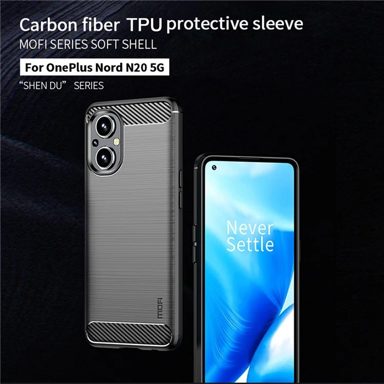 MOFI Carbon Fiber Texture Anti-scratch Brushed TPU Handyhülle Schutzhülle für OnePlus Nord N20 5G - Schwarz
