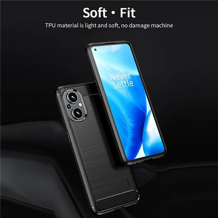 MOFI Carbon Fiber Texture Anti-scratch Brushed TPU Handyhülle Schutzhülle für OnePlus Nord N20 5G - Schwarz