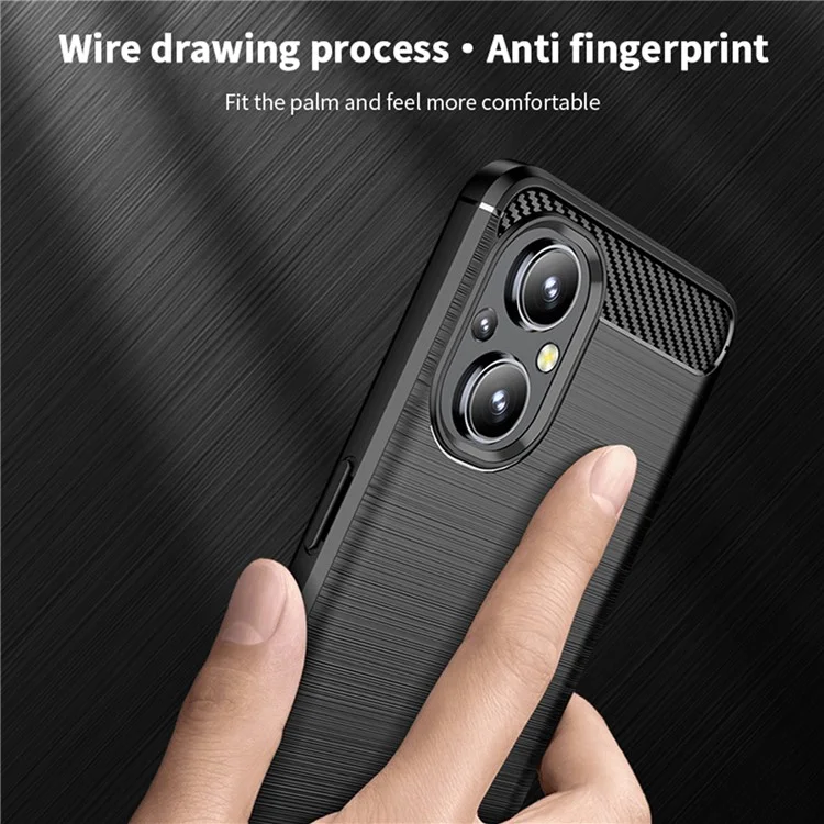 MOFI Carbon Fiber Texture Anti-scratch Brushed TPU Handyhülle Schutzhülle für OnePlus Nord N20 5G - Schwarz