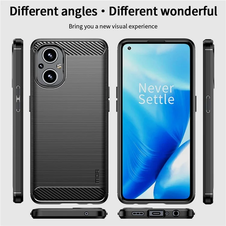 MOFI Carbon Fiber Texture Anti-scratch Brushed TPU Handyhülle Schutzhülle für OnePlus Nord N20 5G - Schwarz