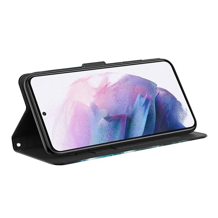 3D Pattern Printing Scratch-resistant Phone Cover PU Leather Wallet Stand Phone Case with Strap for OnePlus Nord 2 5G - Golden Butterfly