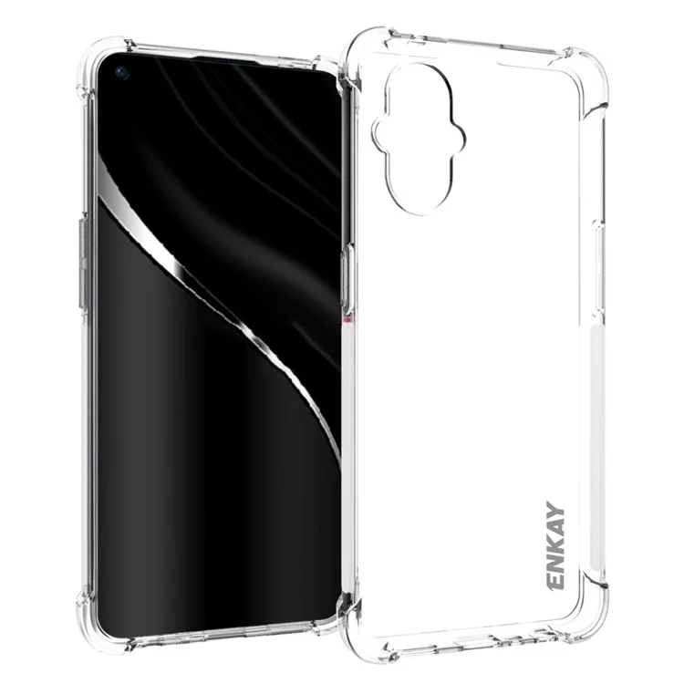 Enkay Hat Prince Verbesserte Vier Ecke Anti-rutsch-seitenstreifen Transparentes Tpu-abdeckungsfall Für OnePlus Nord N20 5G