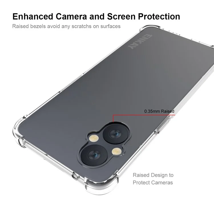 Enkay Hat Prince Verbesserte Vier Ecke Anti-rutsch-seitenstreifen Transparentes Tpu-abdeckungsfall Für OnePlus Nord N20 5G