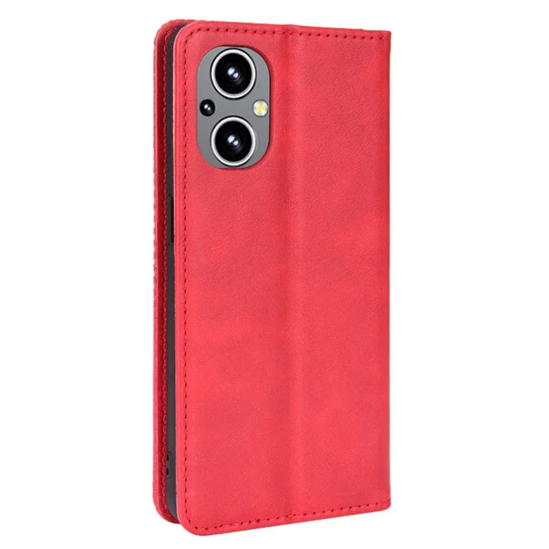 For OnePlus Nord N20 5G / Oppo Reno7 Z 5G / Reno7 Lite / A96 (China) / Reno8 Lite 5G / F21 Pro 5G / Reno8 Z 5G Imprinted Pattern Retro Style Leather Cover + TPU Inner Case Wallet Stand Phone Cover Shell - Red