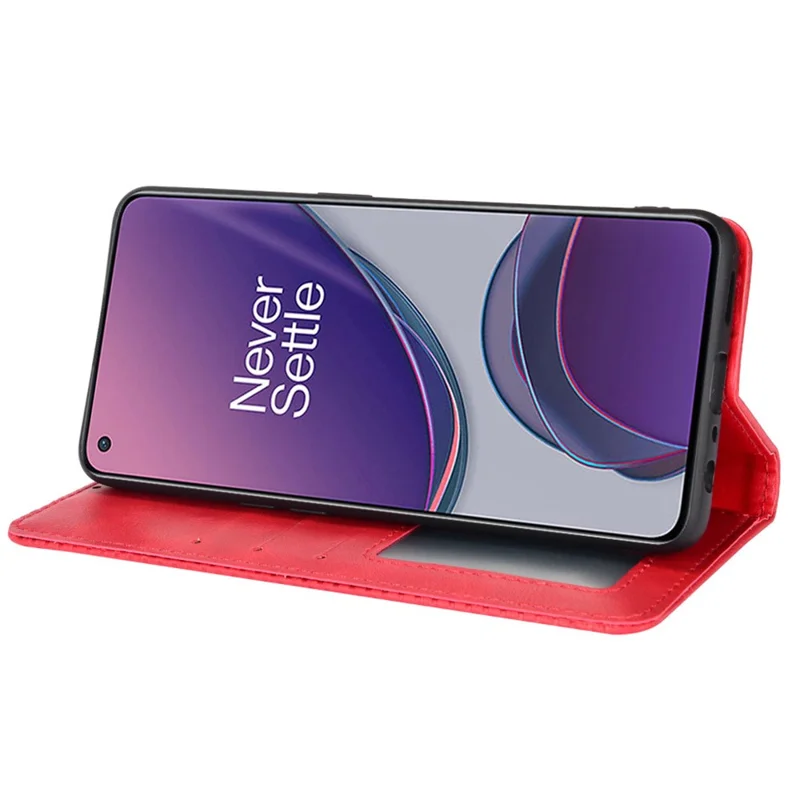For OnePlus Nord N20 5G / Oppo Reno7 Z 5G / Reno7 Lite / A96 (China) / Reno8 Lite 5G / F21 Pro 5G / Reno8 Z 5G Imprinted Pattern Retro Style Leather Cover + TPU Inner Case Wallet Stand Phone Cover Shell - Red
