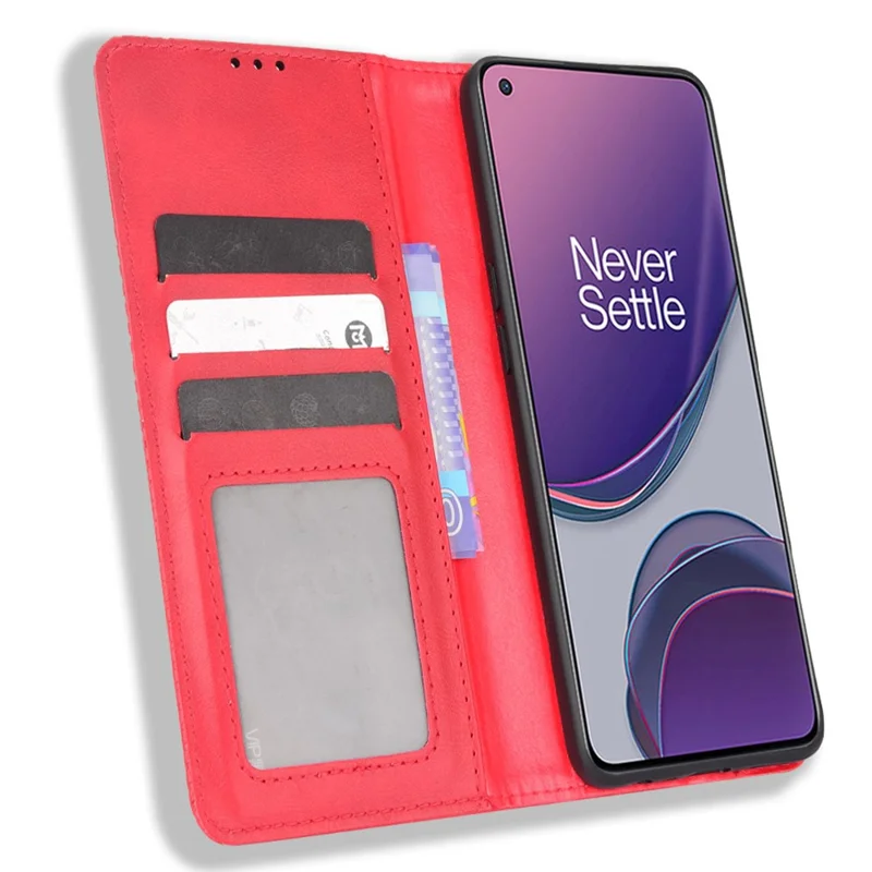 For OnePlus Nord N20 5G / Oppo Reno7 Z 5G / Reno7 Lite / A96 (China) / Reno8 Lite 5G / F21 Pro 5G / Reno8 Z 5G Imprinted Pattern Retro Style Leather Cover + TPU Inner Case Wallet Stand Phone Cover Shell - Red