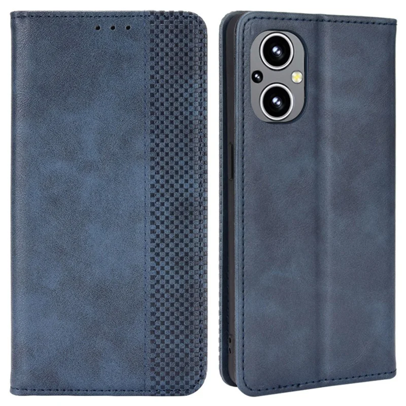 For OnePlus Nord N20 5G / Oppo Reno7 Z 5G / Reno7 Lite / A96 (China) / Reno8 Lite 5G / F21 Pro 5G / Reno8 Z 5G Imprinted Pattern Retro Style Leather Cover + TPU Inner Case Wallet Stand Phone Cover Shell - Blue