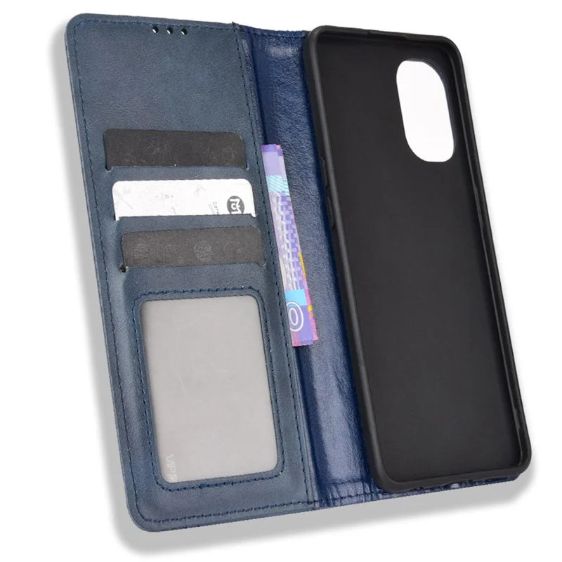 For OnePlus Nord N20 5G / Oppo Reno7 Z 5G / Reno7 Lite / A96 (China) / Reno8 Lite 5G / F21 Pro 5G / Reno8 Z 5G Imprinted Pattern Retro Style Leather Cover + TPU Inner Case Wallet Stand Phone Cover Shell - Blue