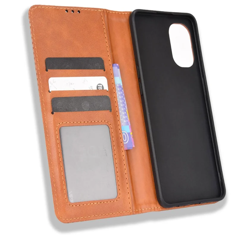 For OnePlus Nord N20 5G / Oppo Reno7 Z 5G / Reno7 Lite / A96 (China) / Reno8 Lite 5G / F21 Pro 5G / Reno8 Z 5G Imprinted Pattern Retro Style Leather Cover + TPU Inner Case Wallet Stand Phone Cover Shell - Brown