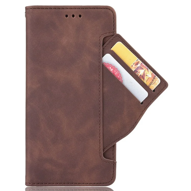 For OnePlus Nord N20 5G / Oppo Reno7 Z 5G / Reno7 Lite / A96 (China) / Reno8 Lite 5G / F21 Pro 5G / Reno8 Z 5G Multiple Card Slot PU Leather + TPU Full Protection Phone Cover with Stand Cash Pocket - Brown