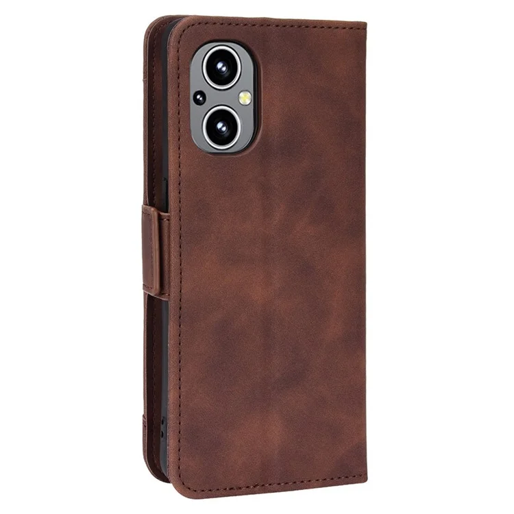 Для OnePlus Nord N20 5G / Oppo Reno7 Z 5G / Reno7 Lite / A96 (Китай) / Reno8 Lite 5G / F21 Pro 5G / Reno8 Z 5G Слот для нескольких карт Чехол для телефона из искусственной кожи + ТПУ с полной защитой с подставкой и карманом для денег - коричневый