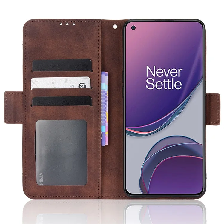 Для OnePlus Nord N20 5G / Oppo Reno7 Z 5G / Reno7 Lite / A96 (Китай) / Reno8 Lite 5G / F21 Pro 5G / Reno8 Z 5G Слот для нескольких карт Чехол для телефона из искусственной кожи + ТПУ с полной защитой с подставкой и карманом для денег - коричневый
