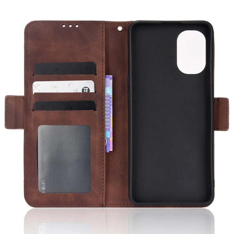 Для OnePlus Nord N20 5G / Oppo Reno7 Z 5G / Reno7 Lite / A96 (Китай) / Reno8 Lite 5G / F21 Pro 5G / Reno8 Z 5G Слот для нескольких карт Чехол для телефона из искусственной кожи + ТПУ с полной защитой с подставкой и карманом для денег - коричневый