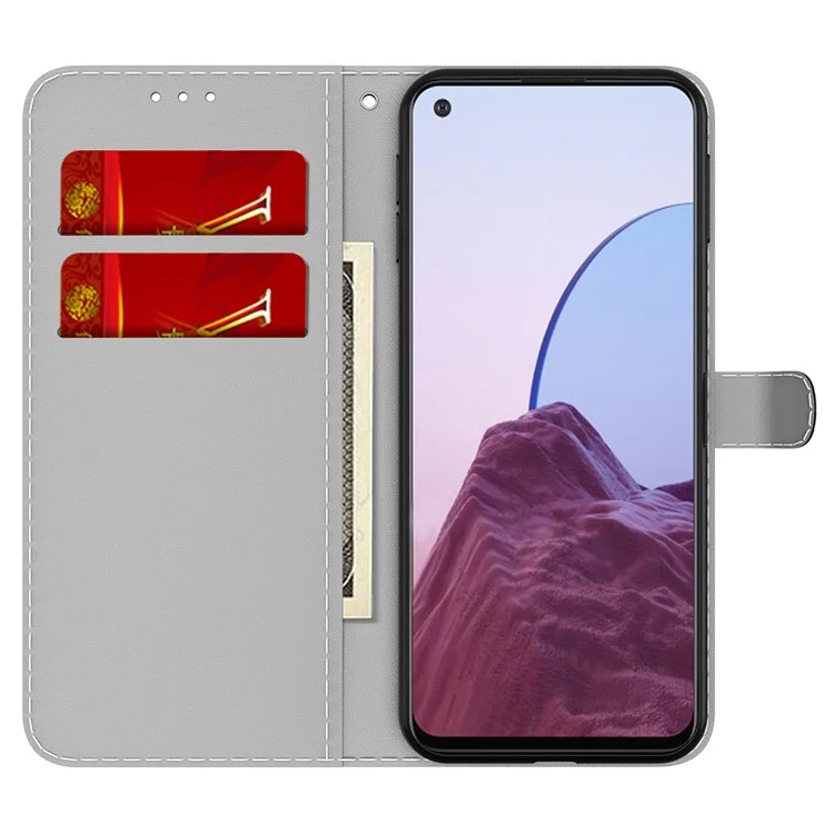 Fog Pattern Printing PU Leather Full-protection Phone Wallet Stand Case Shell for OnePlus 10 Pro 5G - Blue