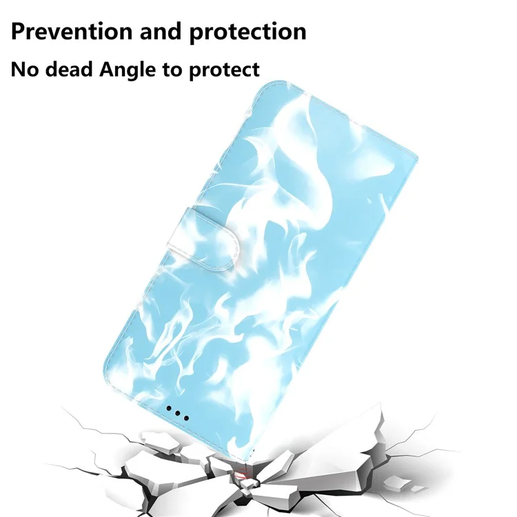 Fog Pattern Printing PU Leather Full-protection Phone Wallet Stand Case Shell for OnePlus 10 Pro 5G - Blue