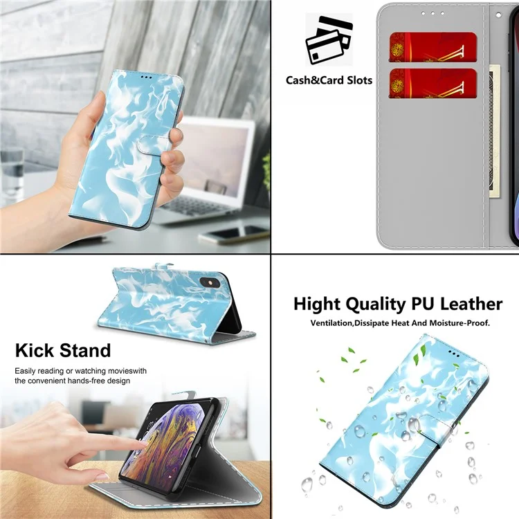 Fog Pattern Printing PU Leather Full-protection Phone Wallet Stand Case Shell for OnePlus 10 Pro 5G - Blue