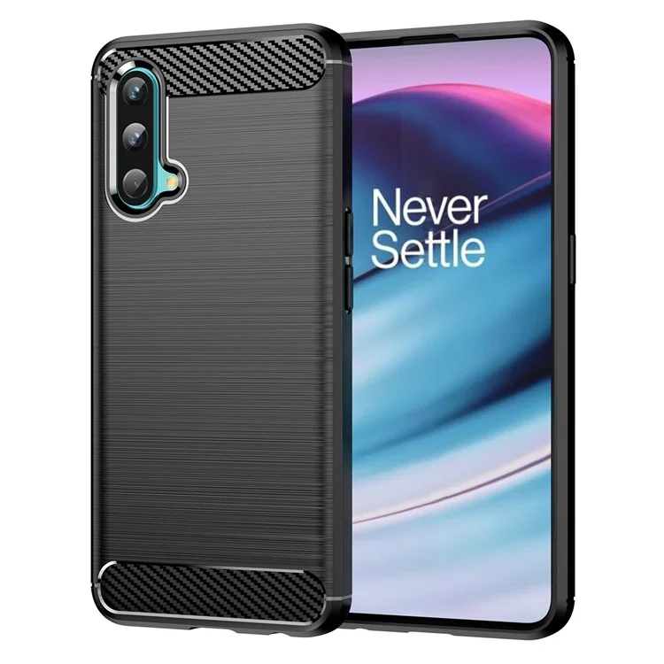 Чехол для телефона из TPU с воздушными подушками 1,8 мм, не оставляющий отпечатков пальцев, с покрытием из преграфитированного волокна для OnePlus Nord CE 5G - черный