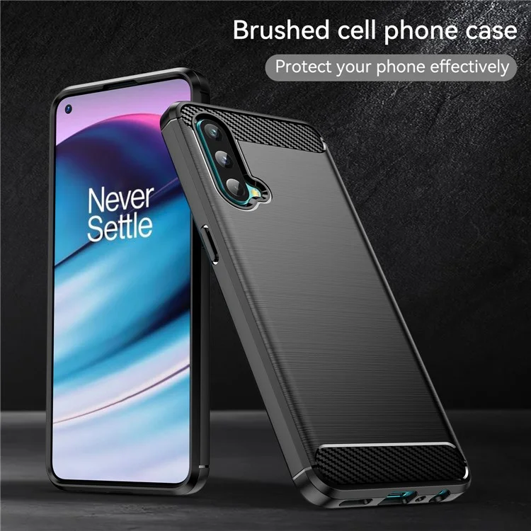 Чехол для телефона из TPU с воздушными подушками 1,8 мм, не оставляющий отпечатков пальцев, с покрытием из преграфитированного волокна для OnePlus Nord CE 5G - черный