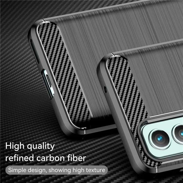 1.8mm Air Cushion TPU Case Brushed Surface Carbon Fiber Texture Phone Cover with Heat Dissipation Design for OnePlus Nord 2 5G - Black