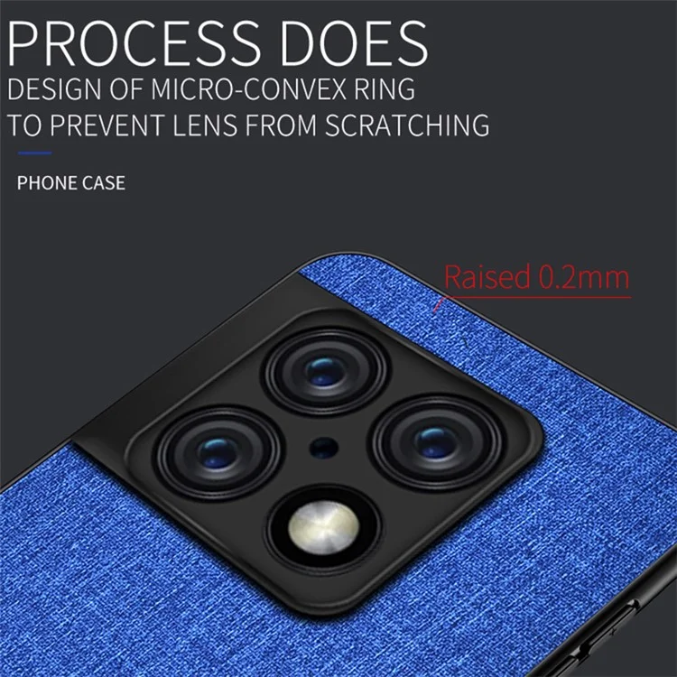 Para OnePlus 10 Pro 5G Funda Híbrida de Teléfono Móvil Revestida de Tela + PC a Prueba de Golpes - Azul Oscuro