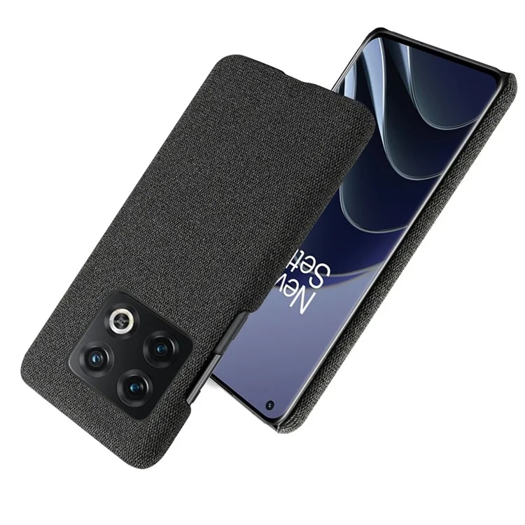 For OnePlus 10 Pro 5G Hard PC + Cloth Back Dual Protection Cover Cushion Anti-Scratch Shockproof Phone Case - Black