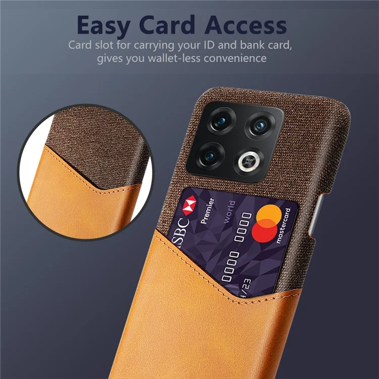 Per OnePlus 10 Pro 5G Ultra Slim Cloth + PC + PU Leather Case Card Holder Phone Cover - Orange
