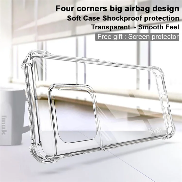 IMAK pour OnePlus 10 Pro 5G Anti-chute Anti-rayures Coins renforcés aux quatre coins Étui de téléphone portable en TPU souple avec protecteur d'écran - Transparent
