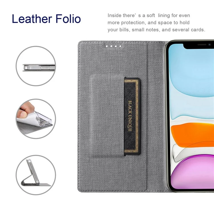 VILI DMX Series PU Leather Stand Phone Case for OnePlus Nord N20 5G Magnetic Auto-absorbed Card Slot Cover - Grey