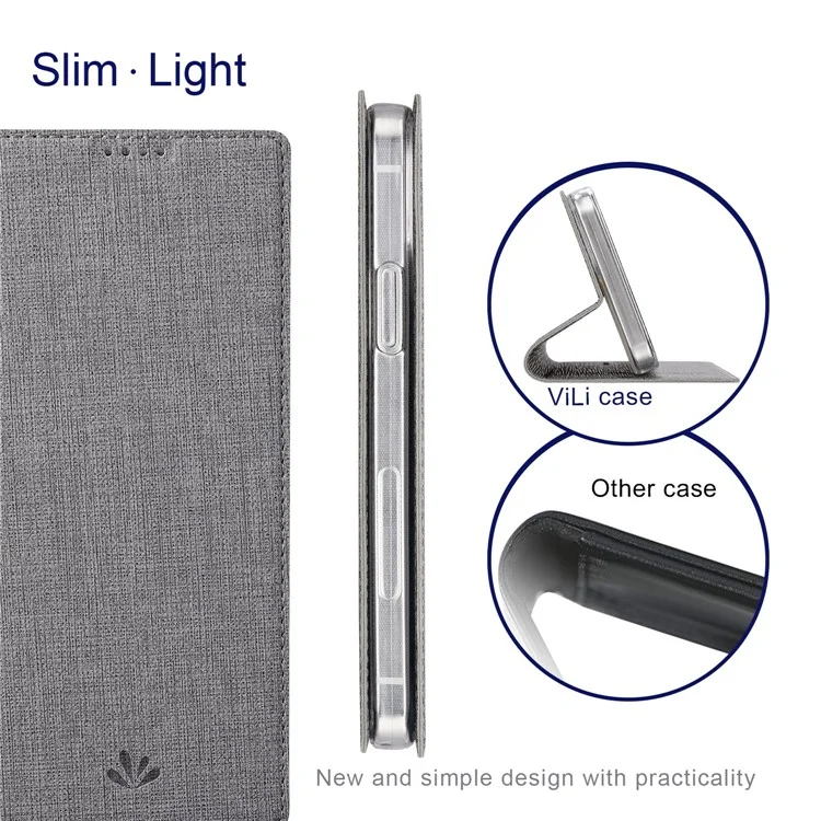 VILI DMX Series PU Leather Stand Phone Case for OnePlus Nord N20 5G Magnetic Auto-absorbed Card Slot Cover - Grey