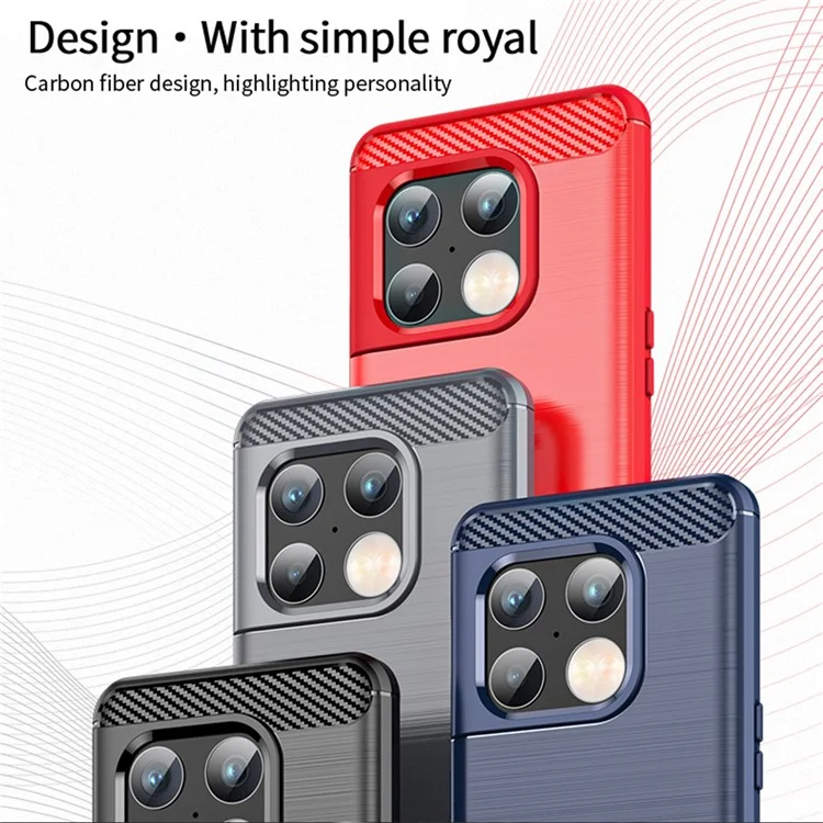 MOFI para OnePlus 10 Pro 5G Capa de telefone à prova de quedas e estilosa Textura de fibra de carbono Superfície escovada TPU Capa de telefone celular - Preto